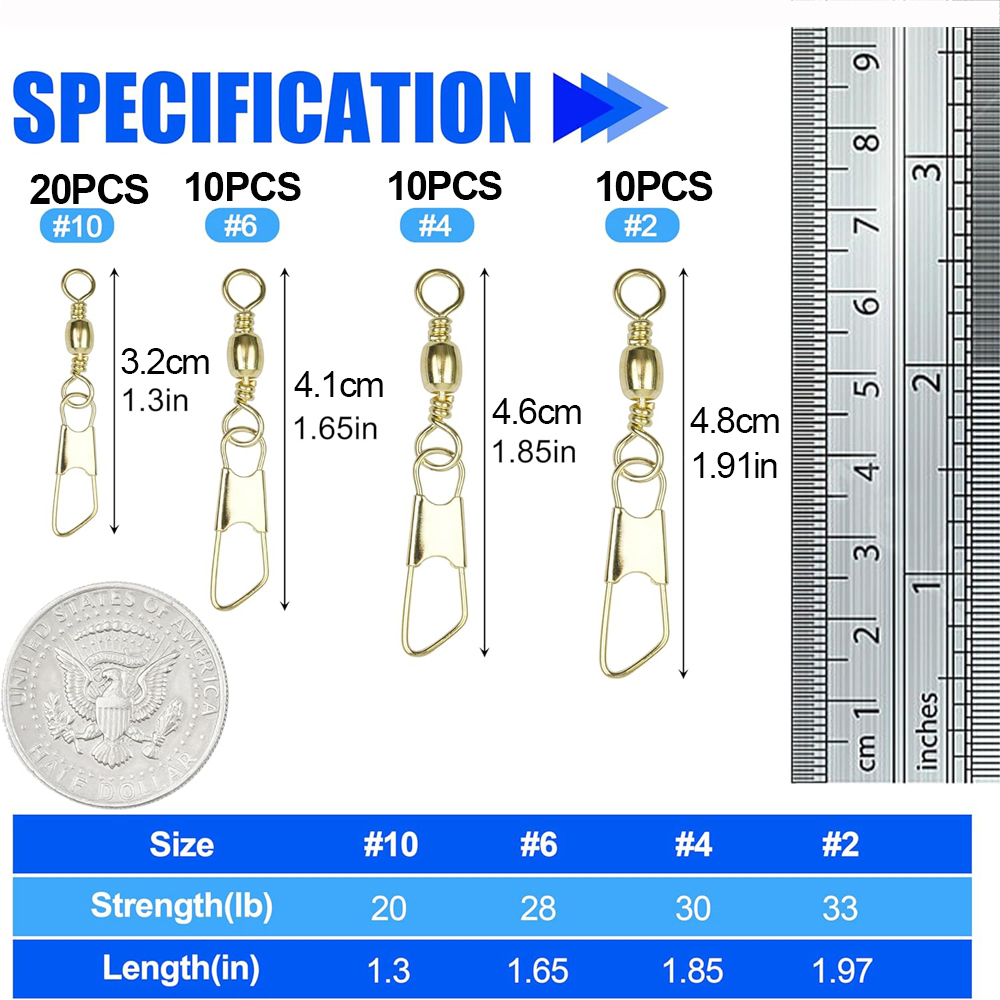 50Pcs Gold Fishing Barrel Swiv - огляд і ціна Fishing Equipment Cheap