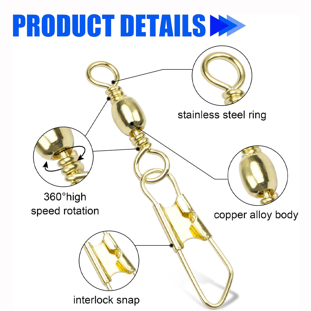 50Pcs Gold Fishing Barrel Swiv - огляд і ціна Fishing Equipment Cheap